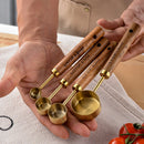 Axyaa Measuring Spoons & Cups Set Wood Handle Stainless Steel Baking Tools
