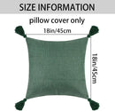 Axyaa Green Tassel Throw Pillow Covers - Boho Farmhouse Decor