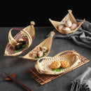 Axya Bamboo Seafood Boat Basket - Handmade Japanese Sushi Plate & Tableware