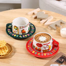Axyaa Santa Claus Christmas Coffee Cup & Saucer Set Home Afternoon Tea Floral Mug