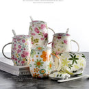Axyaa Floral Rose Blossom Painting Bone  Minion Mug with Spoon & Lip
