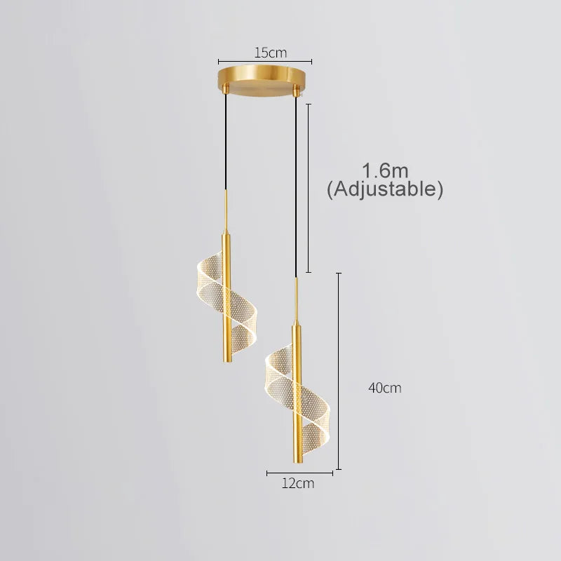 Axyaa Nordic Spiral LED Pendant Lights Modern Acrylic Home Decoration