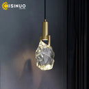 Axyaa Crystal Stone Pendant Light Gold Copper Ceiling Lamp