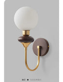 Axyaa Neoclassical Wood Wall Sconce with High CRI Japanese Glass Bedside Lamp