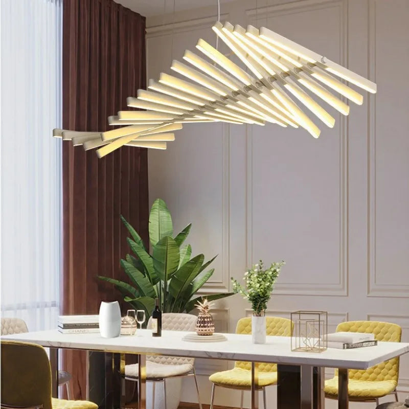 Nordic LED Fishbone Chandelier for Restaurant and Office - Axya Lighting