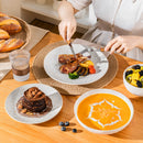 Axyaa Stoneware Dinner Set White Embossment 32 Pieces