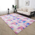Axyaa Tie-Dye Checkerboard Area Rug for Retro Home Decor