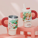 Axyaa Stainless Steel Thermal Mug with Handle and Straw Lid