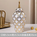 Axyaa Ceramic Vase: Electroplated Tall General Storage Jar Ornaments
