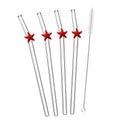 Axyaa Starfish Glass Straw Set: Eco-Friendly Bar Accessories with Cleaning Brush