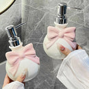 Axyaa Bow Soap Dispenser Set for Bathroom Hand Sink - Refillable Shampoo Conditioner Bottles