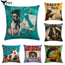 Axyaa Cartoon Dog Linen Cushion Cover for Office Furniture and Sofa Decor