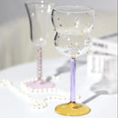 Axyaa Stem Fruit Wine Glass with Polka Dot Decor - Purple Yellow Glass Cup
