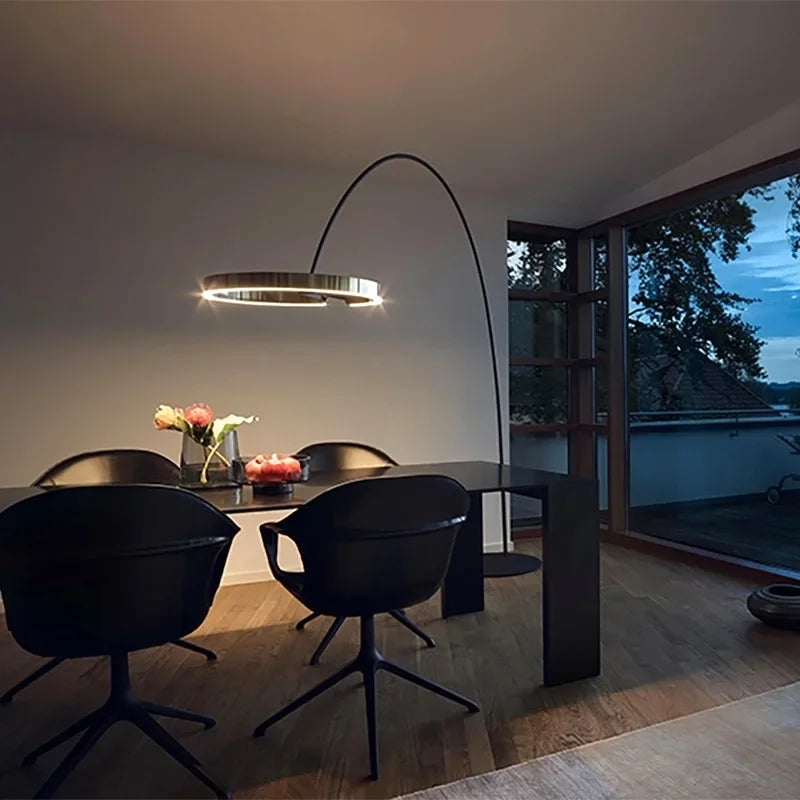 Axyaa Nordic Ring Fishing LED Floor Lamp Modern Creative Loft Standing Light