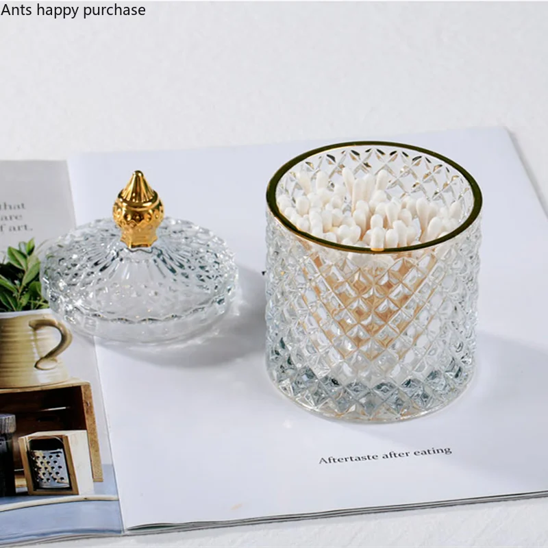 Axya Glass Jar with Cover: Jewelry, Candy, Cotton Swab Organizer
