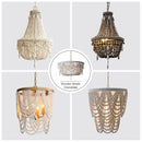 Axyaa French Country Bead Chandelier: Elegant 3/5-Light Wood Hanging Fixture