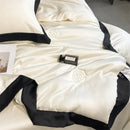 Axyaa Silk Summer Quilt Embroidered Bedspread Blanket Luxe Comforter for Bed
