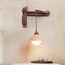 Axyaa Nordic LED Wall Sconce Yellow Travertine Stone Wood Handle Stair Light
