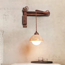 Axyaa Nordic LED Wall Sconce Yellow Travertine Stone Wood Handle Stair Light