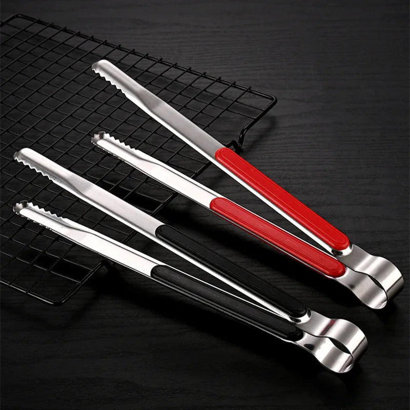Axyaa Stainless Steel Long Handle Food Tongs - Korean Style, Multifunctional, Barbecue Clip