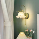 Axyaa French Cream Orchid Iron Wall Lamp - Retro Glass Bedhead Sconce Light