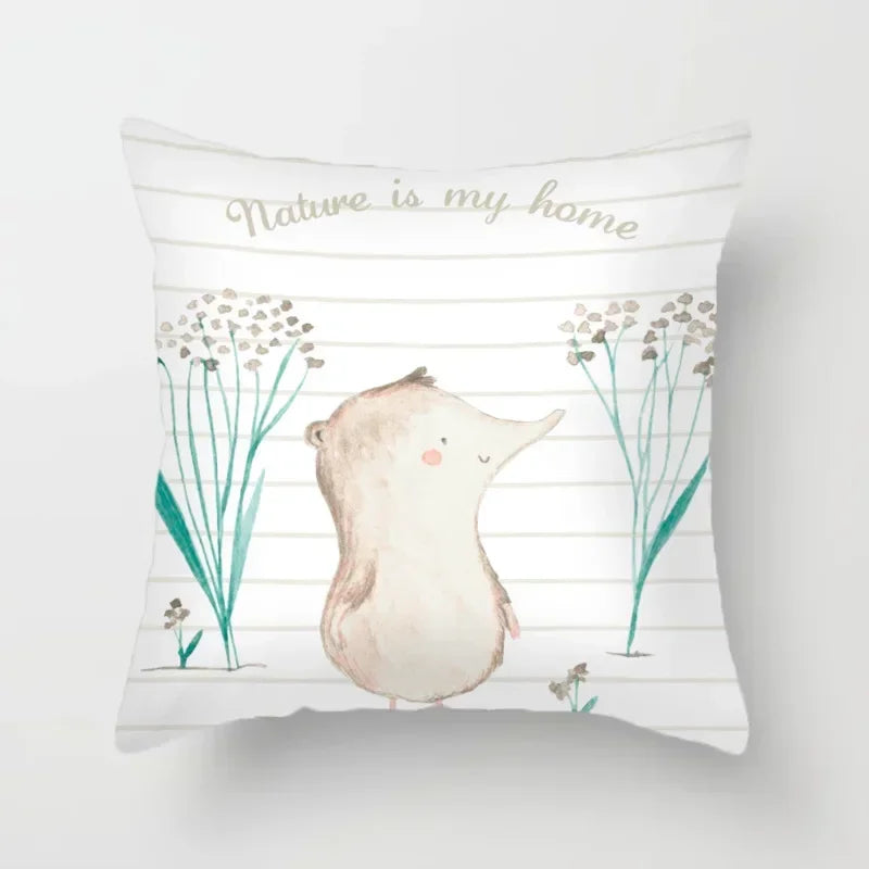 Axyaa Sea Turtle & Bird Pillowcase - Single Print Sofa Case for Children's Bedroom