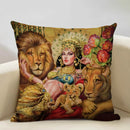 Axyaa Vintage African Indian Sexy Girl Women Oil Painting Cushion Cover