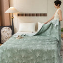 Axyaa Cotton Throw Blanket: Breathable Summer Comforter Quilt, Letter Leaf Design.