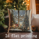 Axyaa Christmas Village Scene Pillowcase for Sofa, Bedroom, Car - Rectangular Cushion Cover