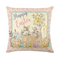 Axyaa Easter Bunny Eggs Pillowcase - 45x45cm Linen Sofa Cushion Cover
