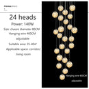 Axyaa Glass Ball LED Spiral Chandelier - Modern Lighting for Home, Restaurant, Hotel