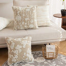 Axyaa Floral Dandelion Jacquard Chenille Cushion Cover, Beige Coffee, 18x18"
