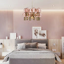 Axyaa Pink Glass Pendant Light: Modern LED Lamp for Luxurious Living Room Setting