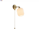 Axyaa White Glass LED Wall Light with Pull Chain Switch & Copper Base