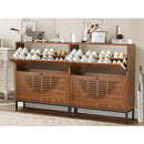 Axyaa Farmhouse Shoe Cabinet with Flip Drawers, Slim Shoe Storage Organizer
