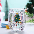 Axyaa Christmas Glass Cup with Christmas Tree Snowman Design