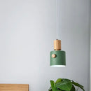 Axyaa Nordic Wooden Pendant Light LED Single Head Macaron Hanging Lamp for Living Room