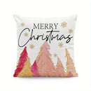 Axyaa Christmas Snowflakes & Pine Trees Cushion Cover for Sofa, Bedroom, Car