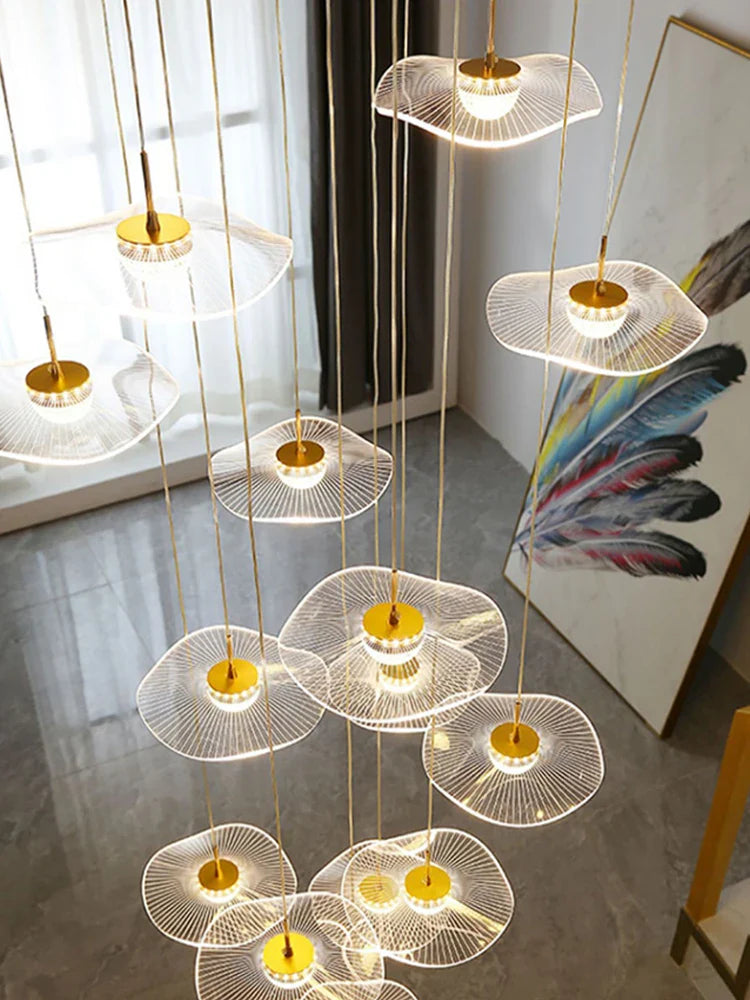 Axyaa Gold Acrylic Chandeliers for Modern Living Spaces