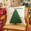 Axyaa Christmas Tree Velvet Embroidered Pillowcase in Red and Green