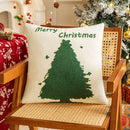 Axyaa Christmas Tree Velvet Embroidered Pillowcase in Red and Green