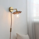 Axyaa Walnut Wood LED Wall Light Fixture with Pull Chain Switch