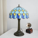 Blue Baroque Stained Glass Table Lamp for Bedroom and Living Room by Axyaa