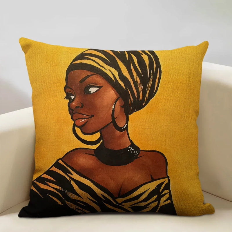 Axyaa African Woman Ethnic Cushion Cover 45x45cm