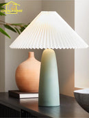 Axyaa Ceramic Table Lamp LED E27 Minimalist Nordic Design for Romantic Bedroom Ambiance