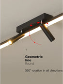 Axyaa Modern Black LED Chandeliers with Acrylic Strip for Indoor Living Dining Room Lighting