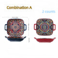 Axyaa Bohemian Double Ear Square Ceramic Plate 9-inch