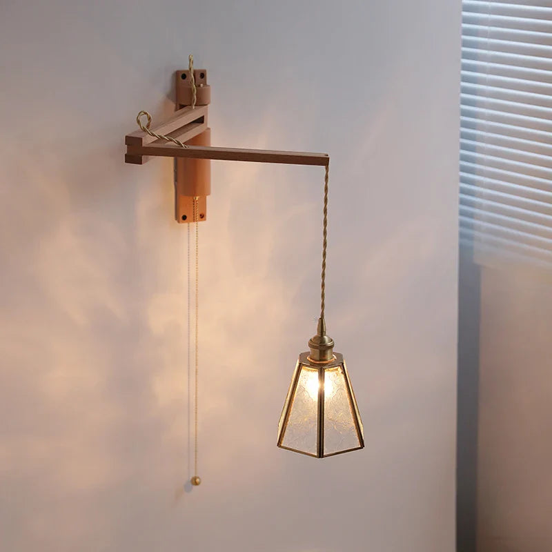 Axyaa Wabi Sabi LED Wall Light Mirror Glass Wood Modern Nordic Bedside Lamp