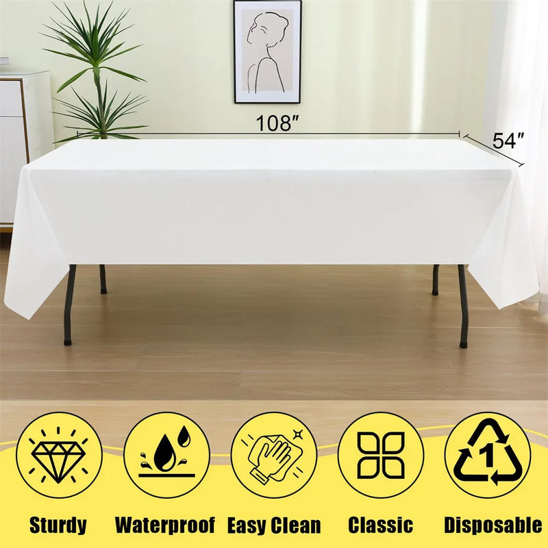 Axyaa Rectangle Disposable Waterproof Vinyl Tablecloth Pack of 10