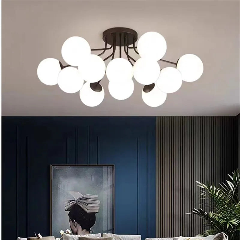 Nordic LED Milk White Glass Bubble Light for Living Room Bedroom by Axyaa